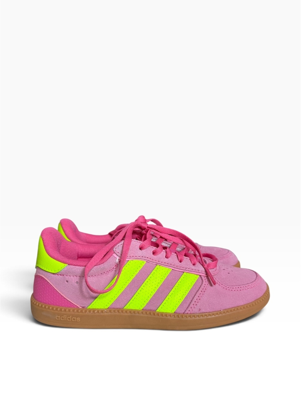 Adidas Pink and Neon Green Cloudfoam Plus youth size 5